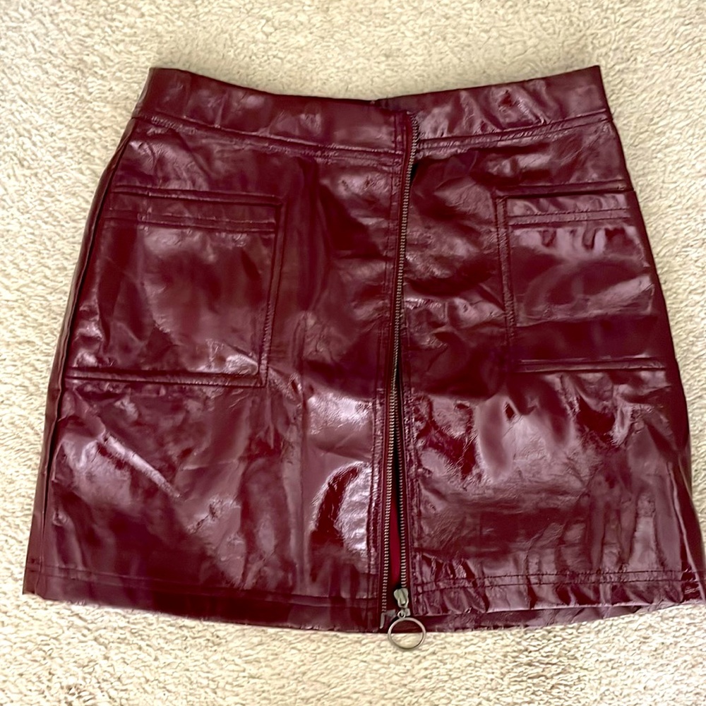 maroon fake leather skirt, size medium from Target!